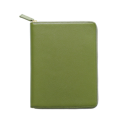 Moterm Genuine Pebbled Grain Leather B6 Zip Cover with Top Pocket Cowhide Planner Zipper Notebook Organizer Agenda Journal Diary
