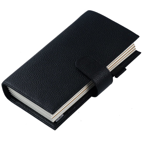 Moterm Travel Journal Standard Size Genuine Leather Notebook Organizer Floppy Version with Back Pocket and Clasp
