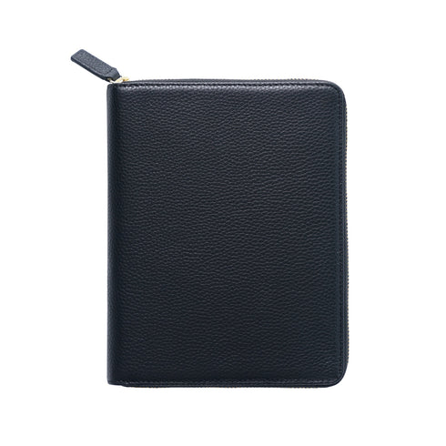 Moterm Genuine Pebbled Grain Leather B6 Zip Cover with Top Pocket Cowhide Planner Zipper Notebook Organizer Agenda Journal Diary