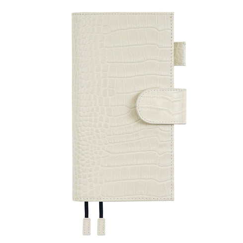 Moterm CROC WEEKS Leather Cover | Back Pocket and Double Clasps Notebook Diary Journal Planner Weeks Cover