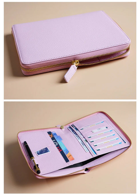 Moterm Genuine Pebbled Grain Leather B6 Zip Cover with Top Pocket Cowhide Planner Zipper Notebook Organizer Agenda Journal Diary