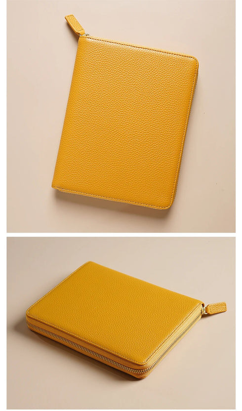 Moterm Genuine Pebbled Grain Leather B6 Zip Cover with Top Pocket Cowhide Planner Zipper Notebook Organizer Agenda Journal Diary