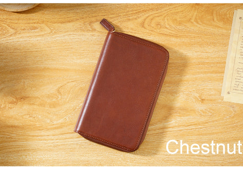 Moterm Full Grain Vegetable Tanned Cowhide Planner Zip Weeks 2.0 Cover for Hobo Weeks/ Mega Notebook Organizer Journal Diary