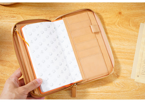 Moterm Full Grain Vegetable Tanned Cowhide Planner Zip Weeks 2.0 Cover for Hobo Weeks/ Mega Notebook Organizer Journal Diary