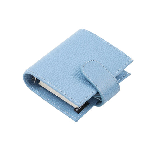 Moterm Firm Pebbled Grain Leather Sky Blue Color Genuine Cowhide Planner Rings Notebook Cover Diary Agenda Organizer Journey