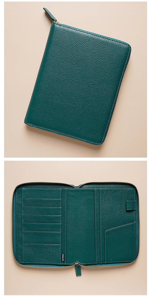 Moterm Genuine Pebbled Grain Leather B6 Zip Cover with Top Pocket Cowhide Planner Zipper Notebook Organizer Agenda Journal Diary