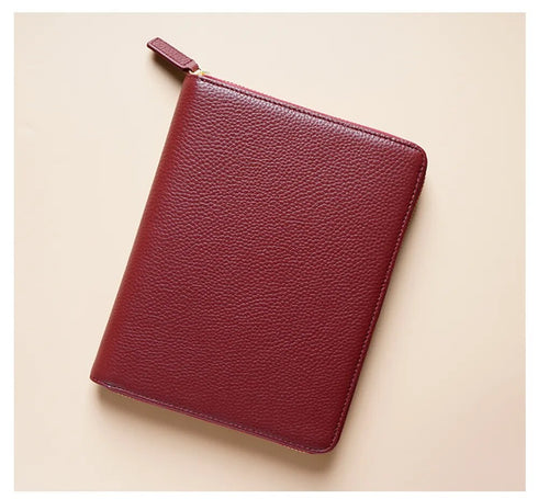 Moterm Genuine Pebbled Grain Leather B6 Zip Cover with Top Pocket Cowhide Planner Zipper Notebook Organizer Agenda Journal Diary