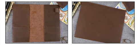 Genuine Natural Leather Cover A5 A6 B6 Journal Outdoor Travel Note Book Pen Clip Solid Retro Durable