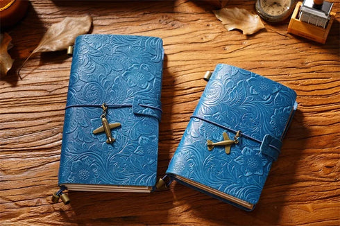 100% Genuine Leather Travel Journal Embossed Flower Cover