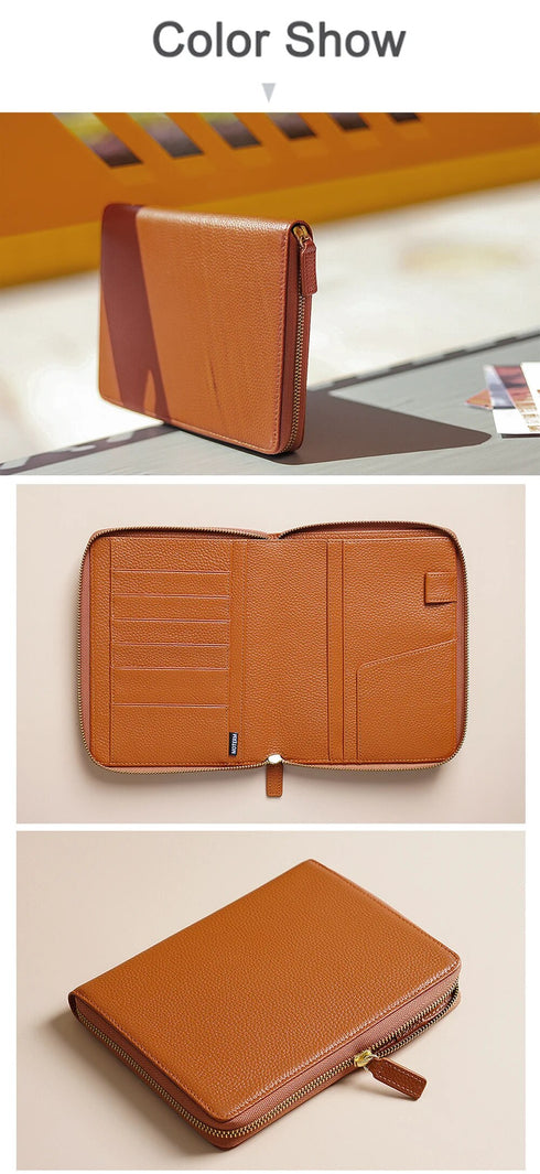Moterm Genuine Pebbled Grain Leather B6 Zip Cover with Top Pocket Cowhide Planner Zipper Notebook Organizer Agenda Journal Diary