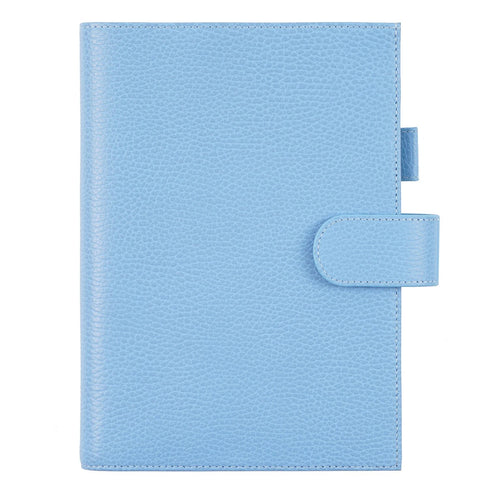 Moterm Firm Pebbled Grain Leather Sky Blue Color Genuine Cowhide Planner Rings Notebook Cover Diary Agenda Organizer Journey
