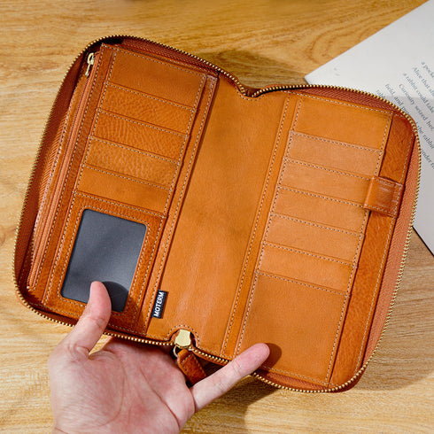 Moterm Full Grain Vegetable Tanned Cowhide Planner Zip Weeks 2.0 Cover for Hobo Weeks/ Mega Notebook Organizer Journal Diary