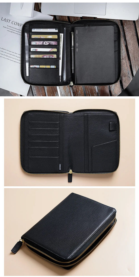 Moterm Genuine Pebbled Grain Leather B6 Zip Cover with Top Pocket Cowhide Planner Zipper Notebook Organizer Agenda Journal Diary
