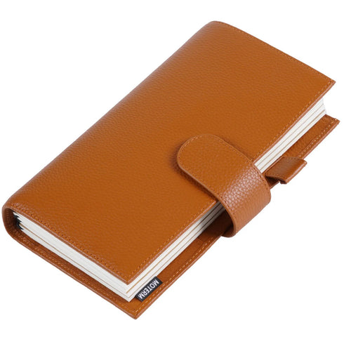 Moterm Travel Journal Standard Size Genuine Leather Notebook Organizer Floppy Version with Back Pocket and Clasp