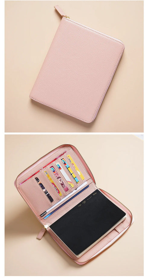 Moterm Genuine Pebbled Grain Leather B6 Zip Cover with Top Pocket Cowhide Planner Zipper Notebook Organizer Agenda Journal Diary