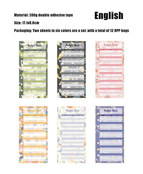 12pcs/lot Budget Sheets Envelope Consumer Card Bookkeeping Paper Postcards Letter Pad Extract Envelopes Small Business Supplies