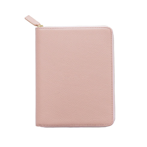 Moterm Genuine Pebbled Grain Leather B6 Zip Cover with Top Pocket Cowhide Planner Zipper Notebook Organizer Agenda Journal Diary