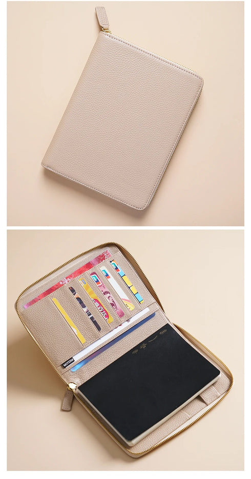 Moterm Genuine Pebbled Grain Leather B6 Zip Cover with Top Pocket Cowhide Planner Zipper Notebook Organizer Agenda Journal Diary
