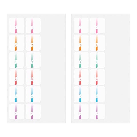 MIDORI Chiratto Index Label Months Rainbow Colors Planner Index Tabs Notebook Index Tabs Multi-color Index Tabs Multi-color Index Labels