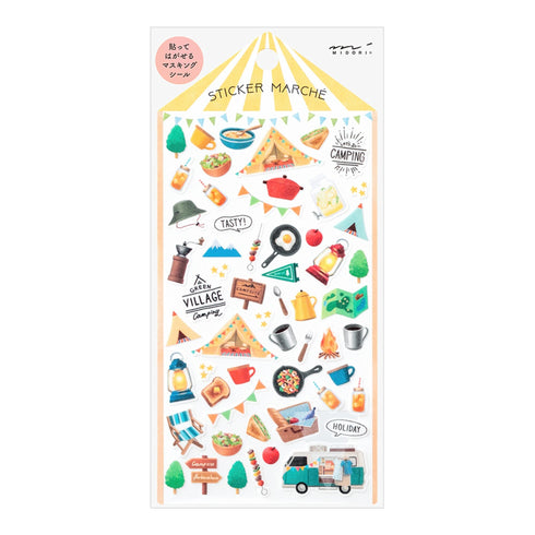 Midori Sticker Marché CAMPING Forest Washi Tape Stickers | 2492