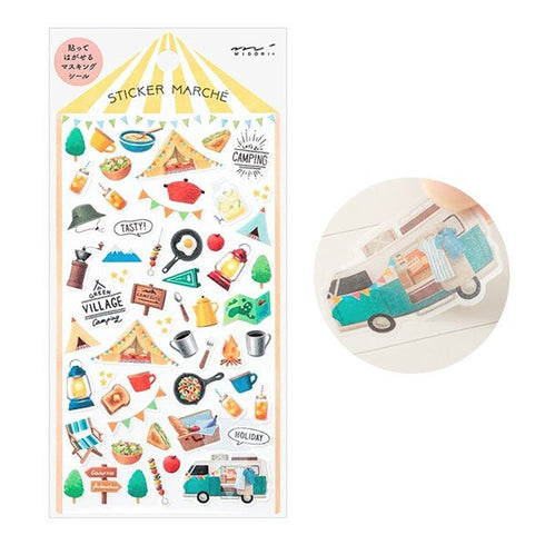 Midori Sticker Marché CAMPING Forest Washi Tape Stickers | 2492