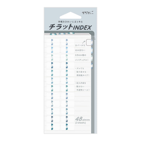 Midori Chiratto BLUE SMALL NUMBERED Index Label Colors Planner Index Tabs | 82606006