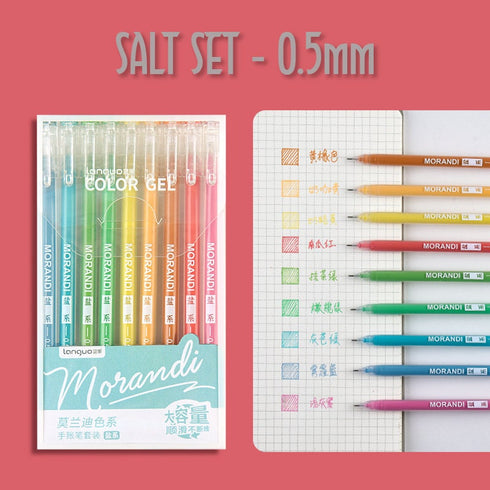 Languo Morandi SWEET SET Color Gel 9 Pen Set 0.5mm Black Out Planning Milky gel Pen Set Fine Point Set | D0221