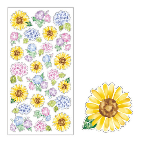 Mindwave 2023 Collection MORNING GLORY & Sunflower Seals Kiji Shoji Seals Washi Stickers Seals Bujo Stickers Scrapbooking Stickers | 81208