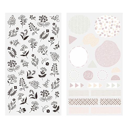 MONOTONE FLOWER Midori Seal Collection Two Sheets Planner Stickers Calendar Stickers Planning Stickers Rainbow Stickers | 2642