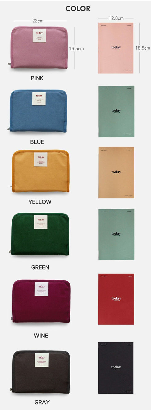 BLACK B6 FUNNYMADE Brand Canvas Zipper Cover & Undated Planner B6 Zip Canvas Cover B6 Cover B6 Undated Planner | Various Colors