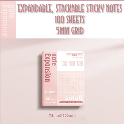 Large 5mm GRID EXPANDABLE STACKABLE Extension Vertical Sticky Notes Hidden Fold Sticky Notes Grid Sticky Notes | 100 X 150MM 100 Sheets