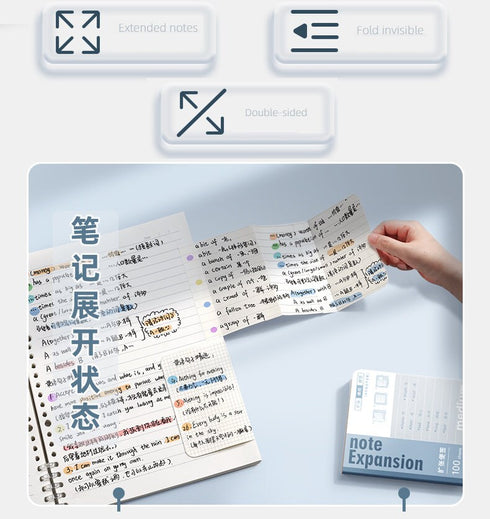 Large 5mm GRID EXPANDABLE STACKABLE Extension Vertical Sticky Notes Hidden Fold Sticky Notes Grid Sticky Notes | 100 X 150MM 100 Sheets