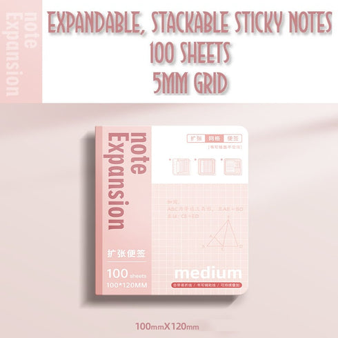 Large 5mm GRID EXPANDABLE STACKABLE Extension Vertical Sticky Notes Hidden Fold Sticky Notes Grid Sticky Notes | 100 X 150MM 100 Sheets