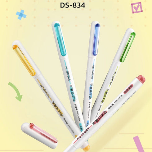 Dianshi NO SMEAR STONE Color Highlighter Set Refillable Highlighter Set Eco-Conscious Seven Series 4 Pen Set | Ds-834