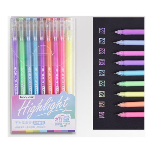 WHITE High Gloss Languo Color Gel 6 Pen Set 0.6mm Anime Pen Manga Pen Black Out Planning Pen Set Fine Point Set | 6 Pens