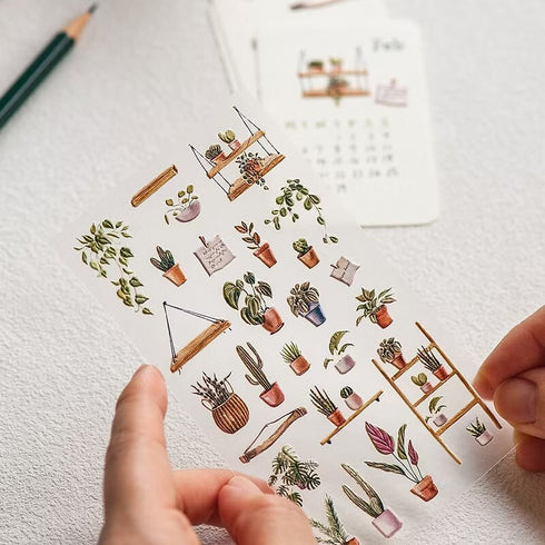 MU Lifestyle Pop-Up 3D Embossed Stickers Gardening Houseplants Cactus Ivy Plant Rack Plant Shelf 3D Stickers Applique Stickers | 01