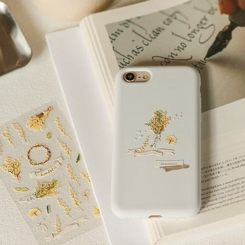 MU Lifestyle Pop-Up 3D Embossed Stickers Yellow Flowers Goldenrod Forsythia Yellow Flower Bouquet 3D Stickers Applique Stickers | 02