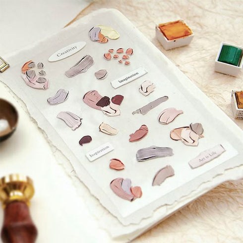 MU Lifestyle Pop-Up 3D Embossed Stickers Artists Paints Paint Stroke Artistic Embellishment Acrylic Paint 3D Stickers Applique Stickers | 05