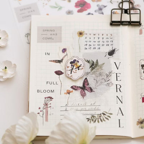 MU Lifestyle Print-On Stickers Fantasia Butterflies Garden Flowers Vernal Cosmos Rub-On Stickers Transfer Stickers Translucent Sticker | 240