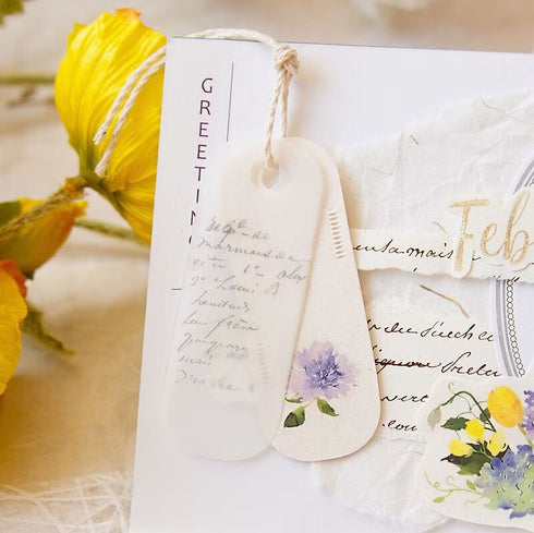 MU Lifestyle Print-On Stickers Season For Blooming Watercolor Hydrangea Purple Rub-On Stickers Transfer Stickers Translucent Sticker | 242