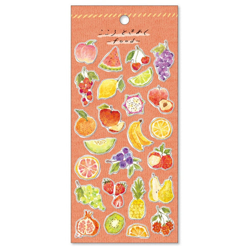 Mind Wave Food Collection Sticker FRUIT Sticker Lemon Apples Grape Peach Strawberry Banana Clear Stickers Seals Bujo Sticker | 81803