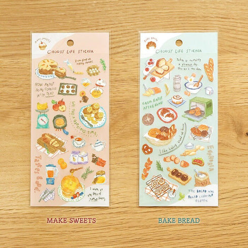 Mind Wave CHOOSY LIFE Make SWEETS Stickers Carrot Cake Eggs Apple Muffins Tea Baking Clear Stickers Seals Bujo Sticker | 81838