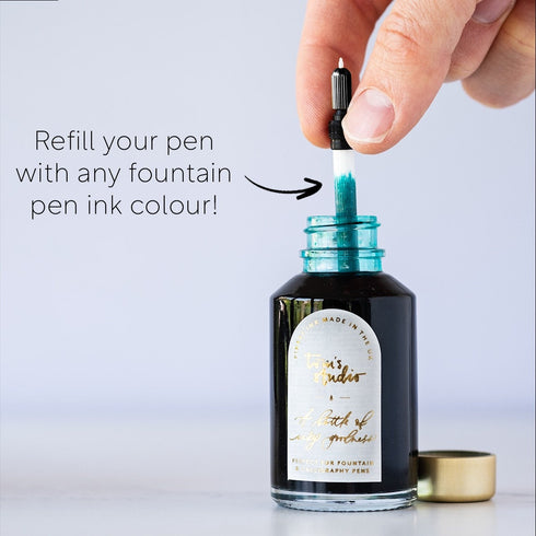 BLACK LUMOS PRO Duo-Tip Refillable Fineliner & Brush Pen Anodized Aluminum Fill With Ink Refillable 11 Tip Sizes 0.1mm To Brush Eco-Friendly