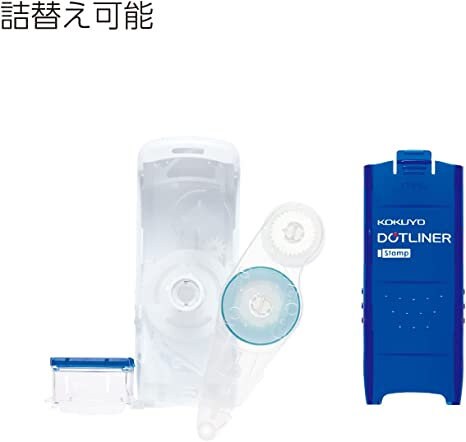 BLUE Kokuyo DOTLINER STAMP Strong Adhesion Compact Acid-Free Refillable Glue Tape Photo Glue Acid-Free Glue | DM460-08