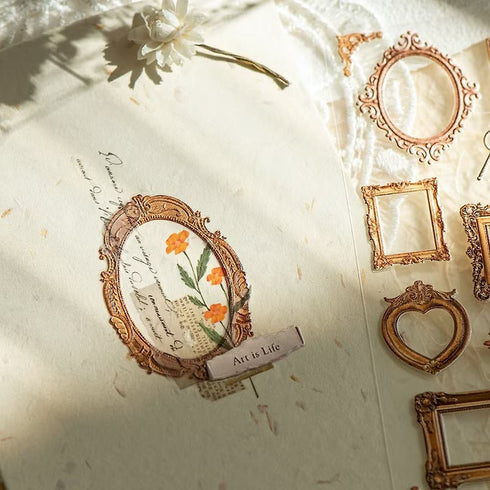 MU Lifestyle Pop-Up 3D Embossed Stickers Picture Frames Gold Foil Frame Victorian Frame Gothic Frame 3D Stickers Applique Stickers | 04