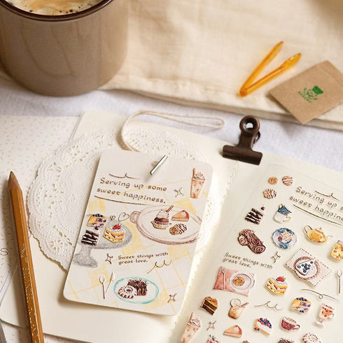 MU Lifestyle Pop-Up 3D Embossed Stickers Sweets Desserts Chocolate Cake Cheesecake Bundt Frappe Latte 3D Stickers Applique Stickers | 06