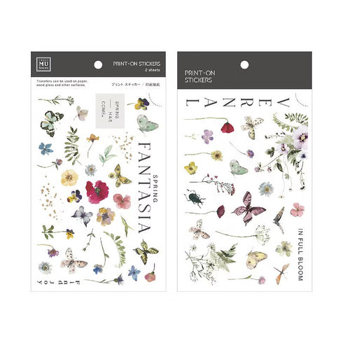 MU Lifestyle Print-On Stickers Fantasia Butterflies Garden Flowers Vernal Cosmos Rub-On Stickers Transfer Stickers Translucent Sticker | 240