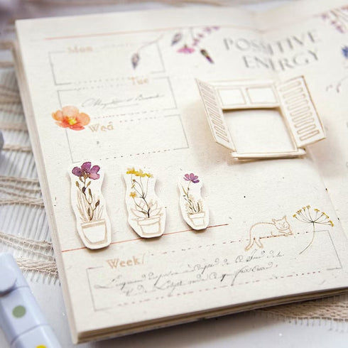 MU Lifestyle Print-On Stickers Positive Energy Clover Pink Flowers Chrysanthemum Rub-On Stickers Transfer Stickers Translucent Sticker | 241