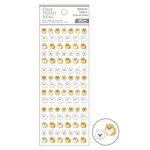 Mind Wave One Point Seal White Dog Gray Dog Tan Dog Pomeranian Point Sticker Tiny Sticker Washi Stickers Seals Bujo Sticker | 750153