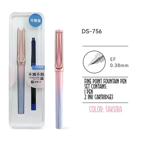 DARK NIGHT Dianshi 0.38mm EXTRA Fine Fountain Pen Set Deluxe Foutain Pen Set Fountain Pen Extra Fine Nib Ink Cartridges | Ds-756